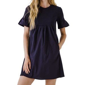 English Factory Solid Mini Dress in Navy